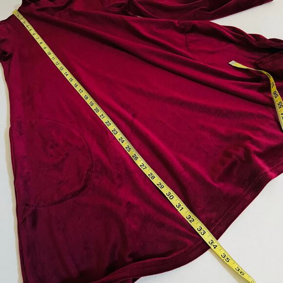 J. Jill Pure Jill Velour Long Sleeve Tunic Top Size SP Small Petite Burgundy - Picture 7 of 8